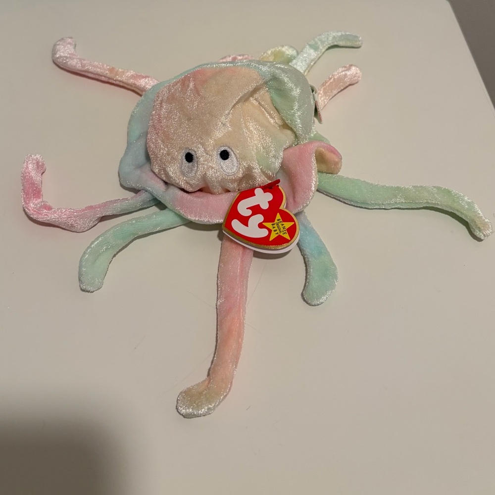 TY Beanie Baby Goochy the Jellyfish Pastel Octopus Plush Toy - Soft Multicolor